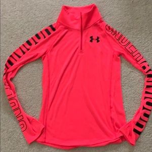 Under Armour Light weight pink 1/4 zip girls shirt